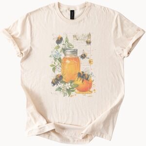 Sweet as Honey Graphic Tee Bee Jar Watercolor Art Natural